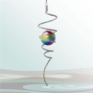 Multi Color Wind Spinner Tail Gazing Ball Spiral Sun Catcher 11inch Tail